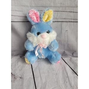 Forever Beautiful Bunny Rabbit Yellow Pink Blue Plush Easter Stuffed Animal 7in